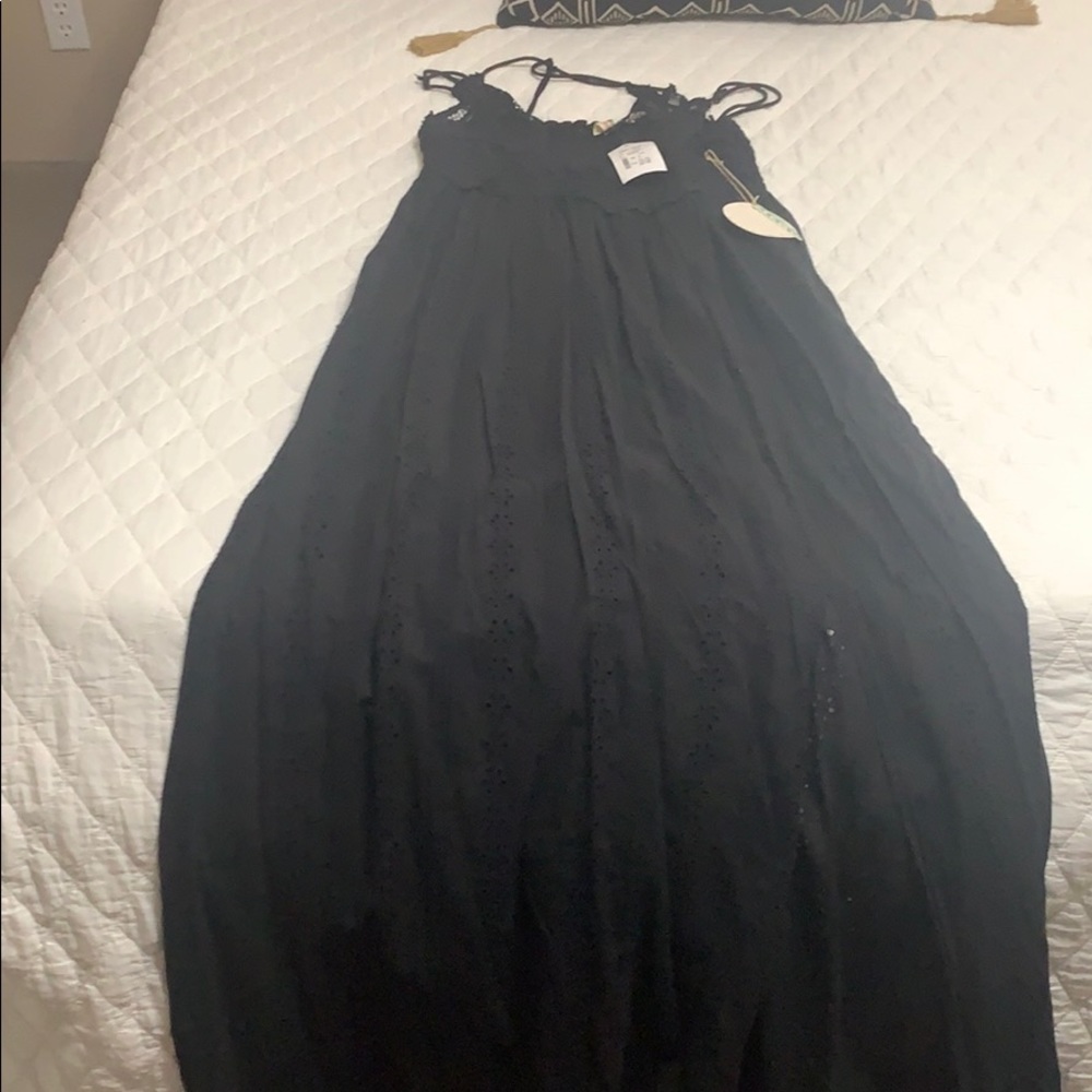 Strappy, black, slit leg dress